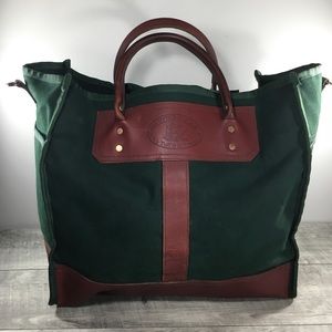 Ruff Gear Green Canvas & Battenkill Leather Tote Purse Yoga Shopper Handbag Bag